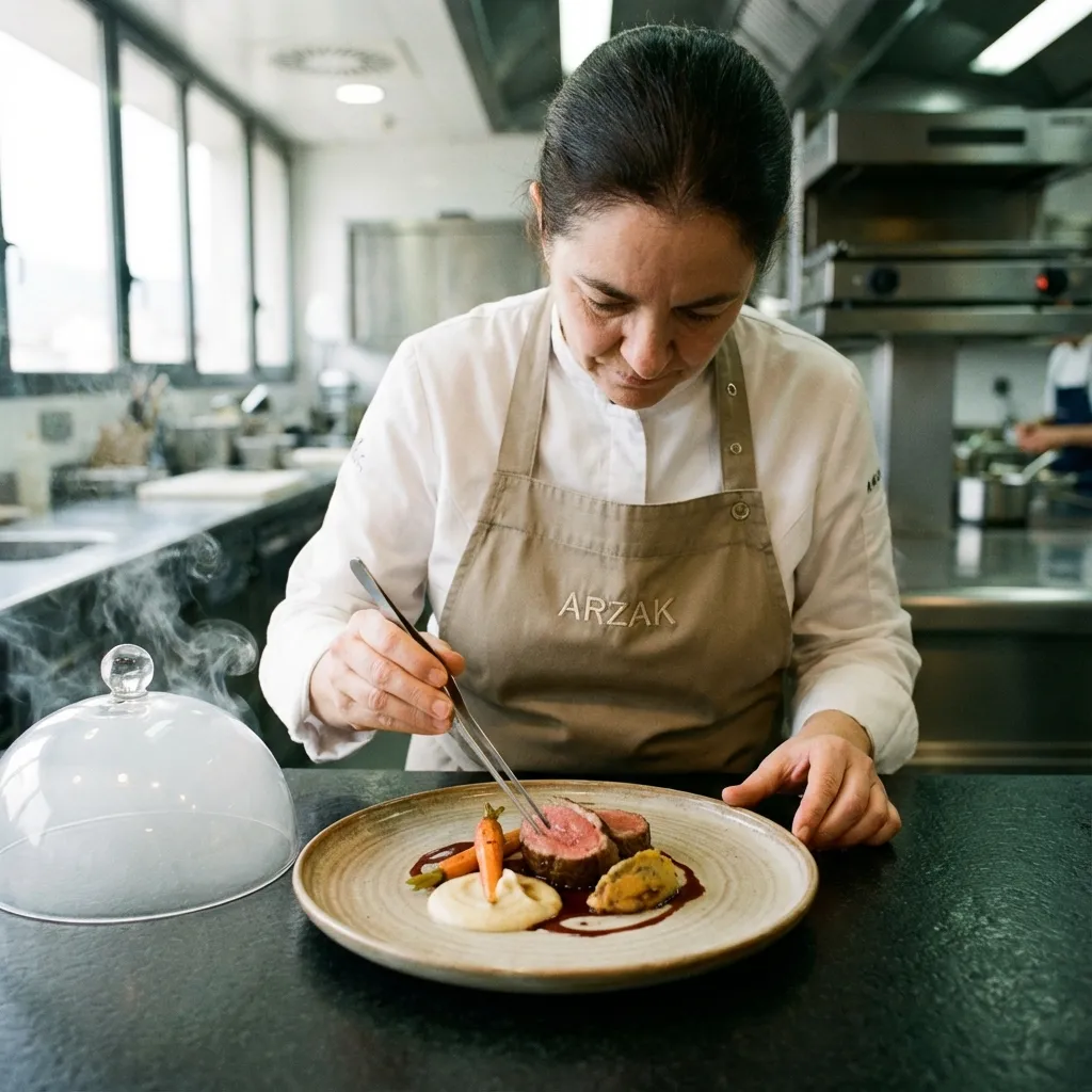 Chef plating gourmet food