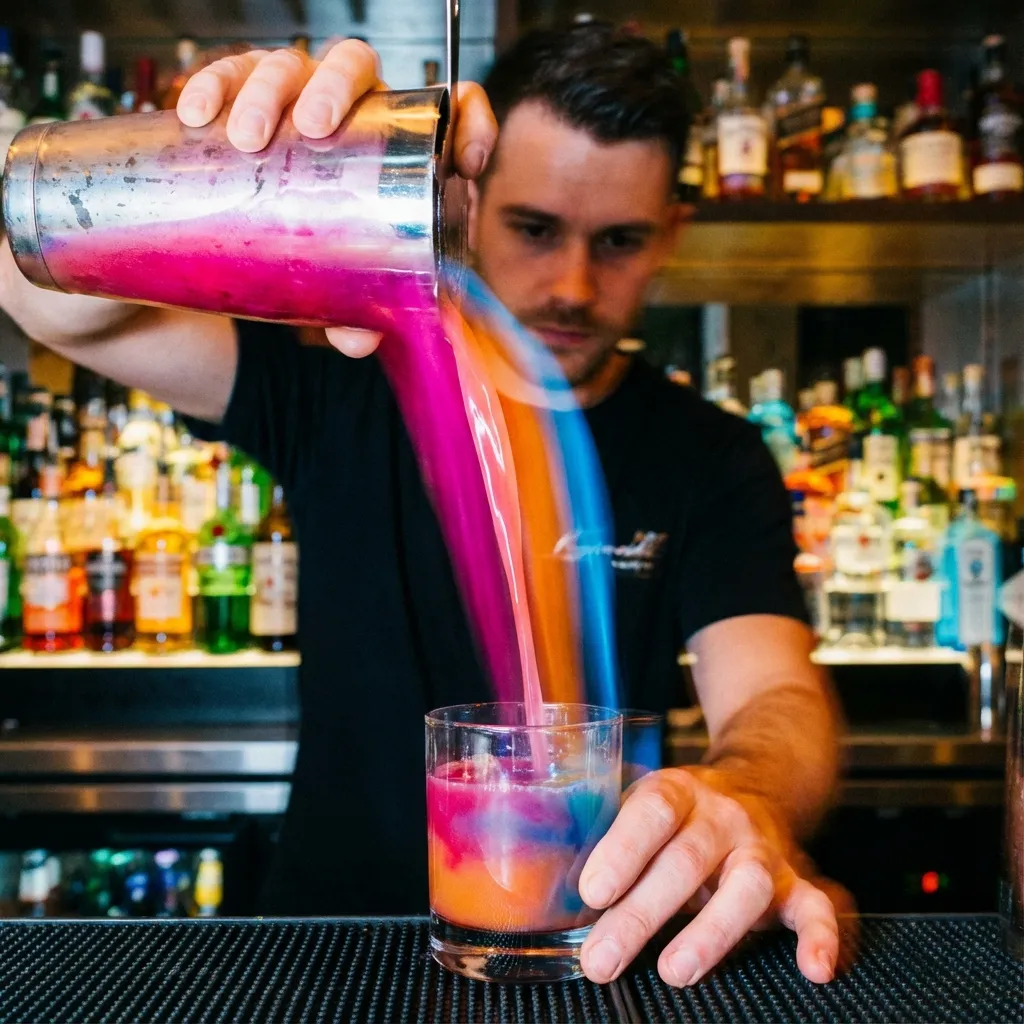 Bartender pouring cocktail