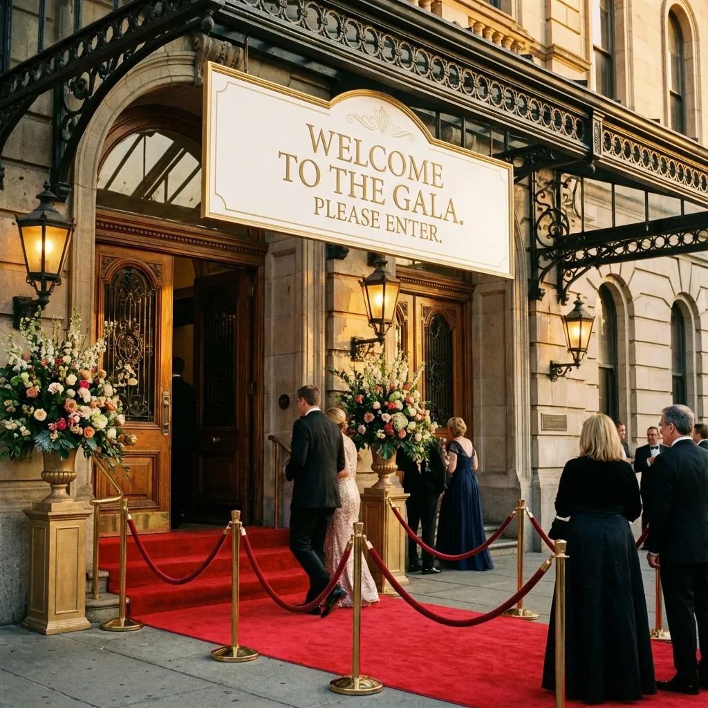 Venue entrance with welcome sign