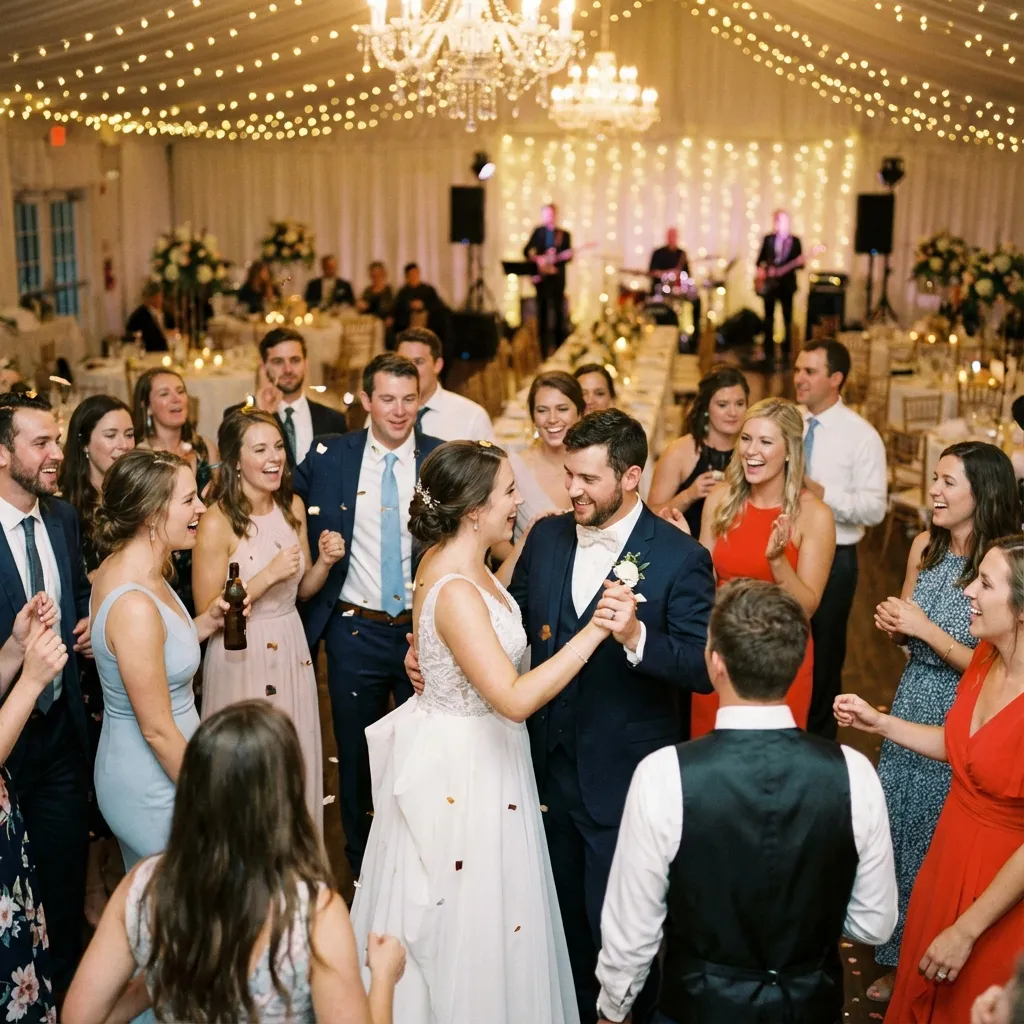 Guests dancing at reception
